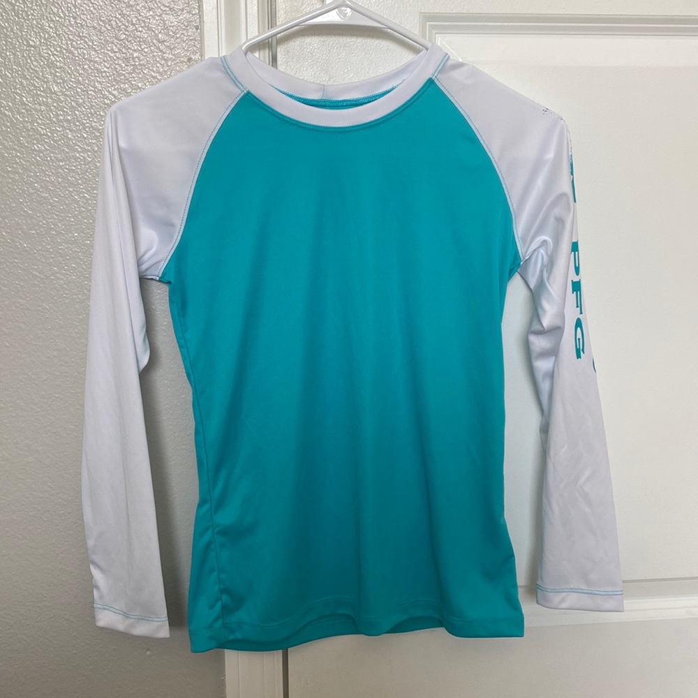 Omni-Shade Sun Protection Columbia Medium(10-12) Teal Rash Gaurd